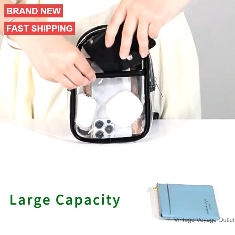 Small Clear Crossbody Bag with Zipper, Stadium Approved PVC Purse for Concerts - Picture 7 of 7
